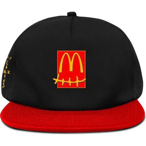 Travis Scott x McDonald's Cactus Jack Smile Snapback Hat Baseball Cap Black Red
